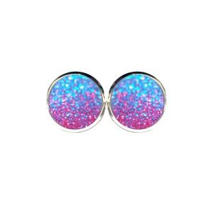 Pink & Blue Glitter Earrings